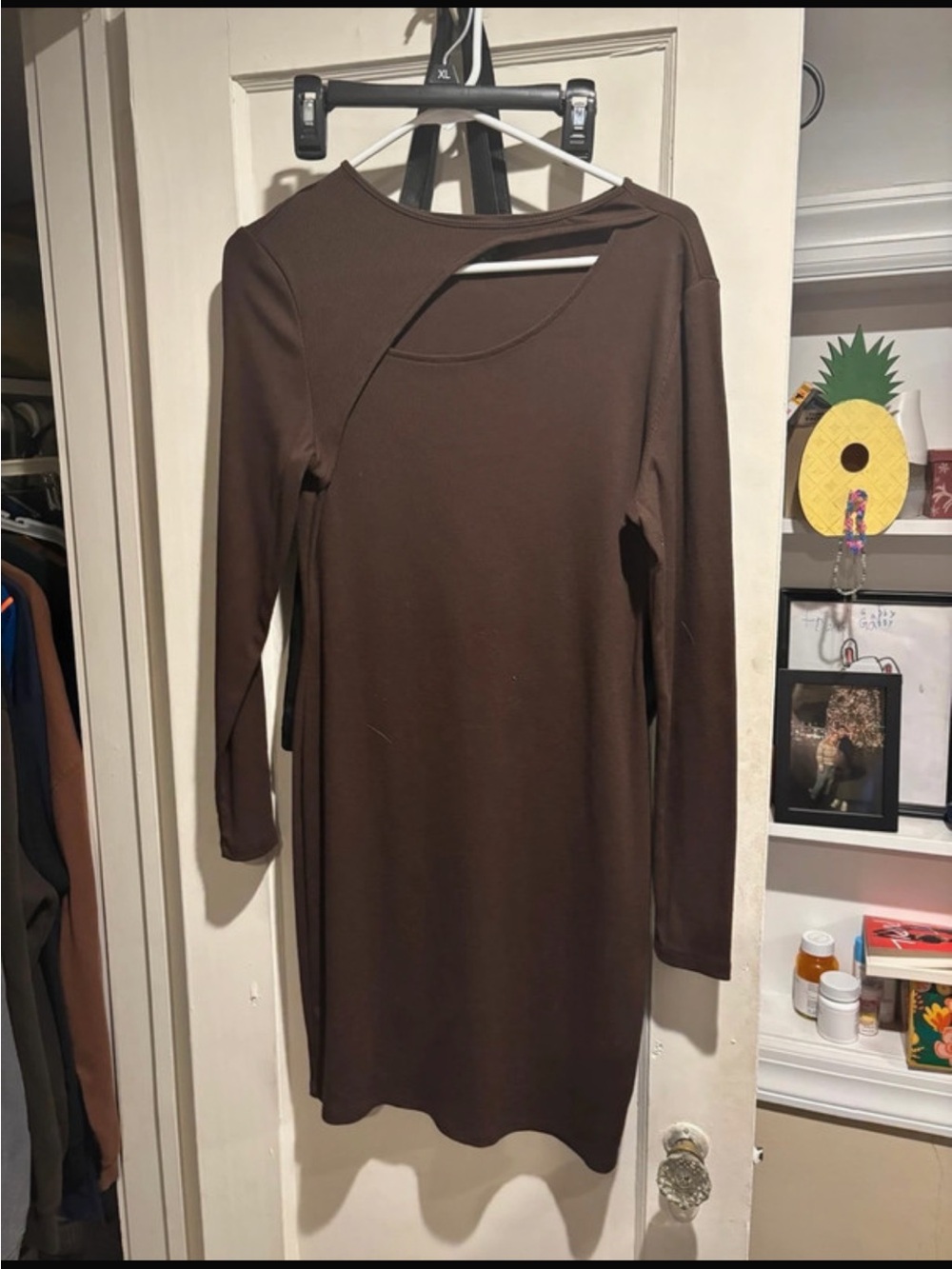wild fable Brown Long Sleeve Cutout Bodycon Dress